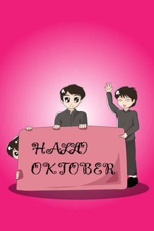 Boy with friend character design illustrationのイラスト素材