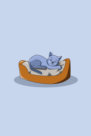 Cute cat sleep character design illustrationのイラスト素材