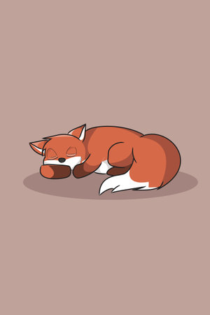 Cute animal fox sleep character design illustrationのイラスト素材