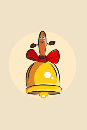 Cute cartoon bell with smile character design illustration