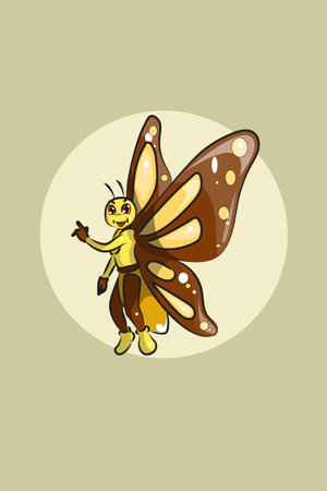 Cute butterfly with red eyes character design illustrationのイラスト素材