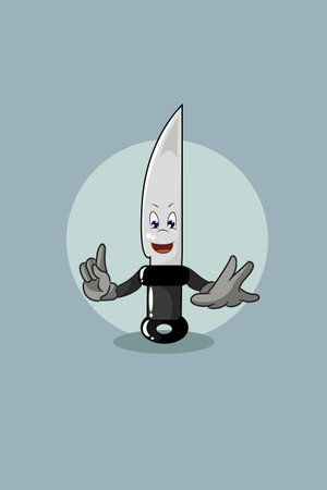 Cute cartoon knife with hand character design illustrationのイラスト素材