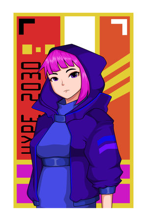 Hype style girl character illustrationのイラスト素材