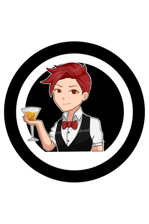 Red hair bartender boy cartoon illustrationのイラスト素材