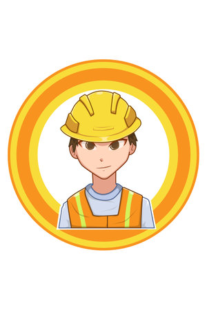 Construction man cartoon illustrationのイラスト素材