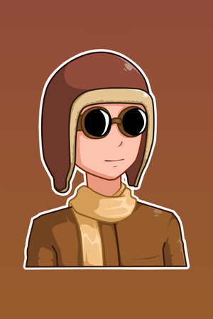 Pilot boy cartoon illustrationのイラスト素材
