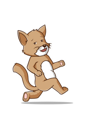 Running cat cartoon illustrationのイラスト素材