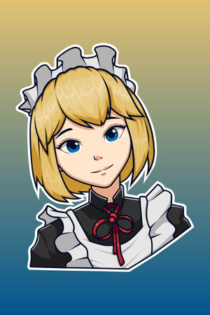 Cute maid girl character illustrationのイラスト素材
