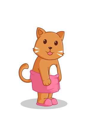 Cat after bath cartoon illustrationのイラスト素材