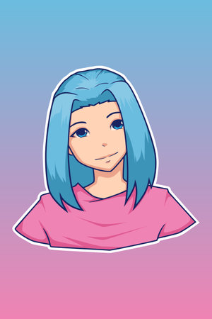 Pretty short hair girl character illustrationのイラスト素材