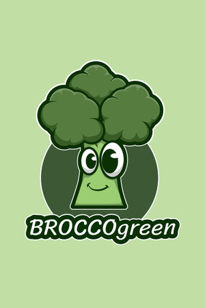 Broccoli logo cartoon illustrationのイラスト素材