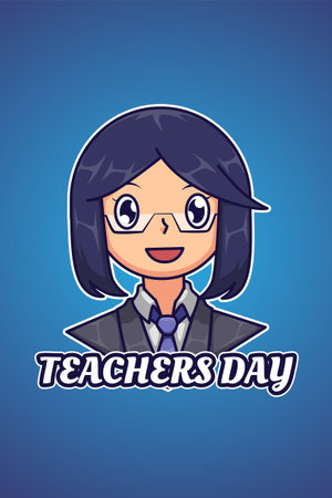 Teacher day logo cartoon illustrationのイラスト素材