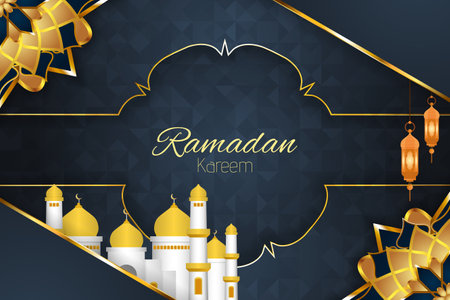 Ramadan Kareem Islamic background with mosqueのイラスト素材