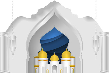 Ramadan Kareem background with mosqueのイラスト素材