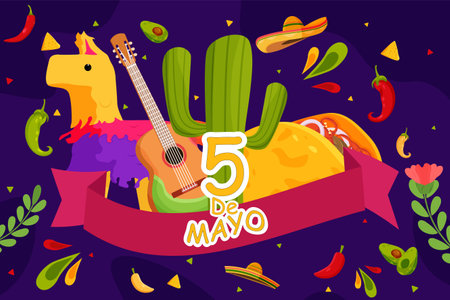 Flat Cinco De Mayo backgroundのイラスト素材