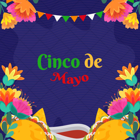 Background Flat Cinco De Mayo Mexican festival holidayのイラスト素材