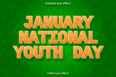 January national youth day editable text effect cartoon styleのイラスト素材