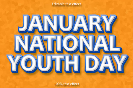 January national youth day editable text effect cartoon styleのイラスト素材