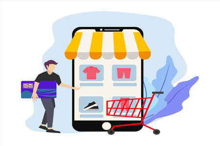 Online Shopping Flat Designのイラスト素材