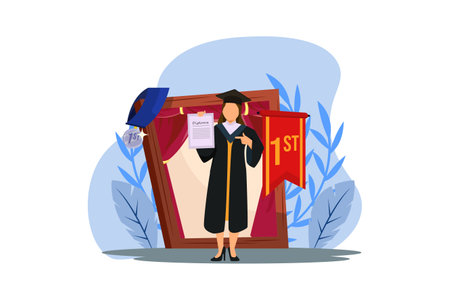 Graduation Celebration Flat Designのイラスト素材