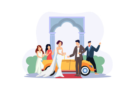 Wedding Couple Flat Designのイラスト素材