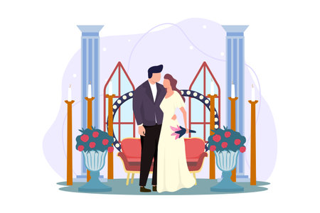 Wedding Moment Flat Designのイラスト素材