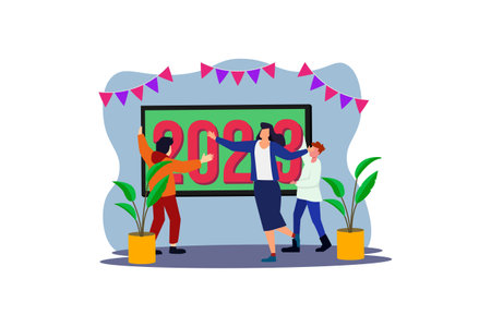 Party New Year Flat Design
