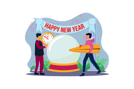 Happy New Year Flat Designのイラスト素材