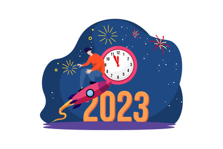 Time to New Year Flat Design