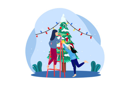 Christmas Day Celebration Flat Designのイラスト素材