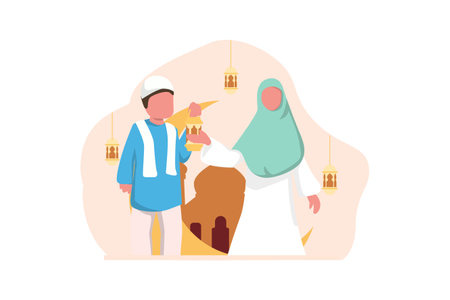 Ramadan Flat Design Illustrationのイラスト素材