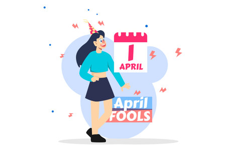 April Fools Young Jokes Flat Illustrationのイラスト素材