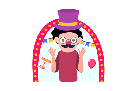 April Fools Joke Face Flat Illustrationのイラスト素材