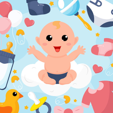 Born Day illustrationのイラスト素材