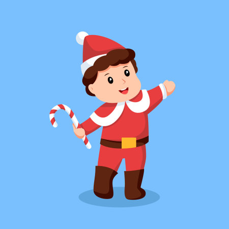 Christmas Santa Little Boy Character Design Illustrationのイラスト素材