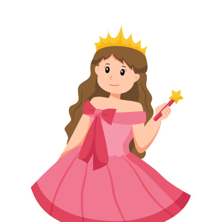 Cute Little Princess Character Design Illustrationのイラスト素材