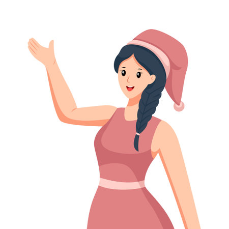 Pretty Girl Celebrate New Year Character Design Illustrationのイラスト素材