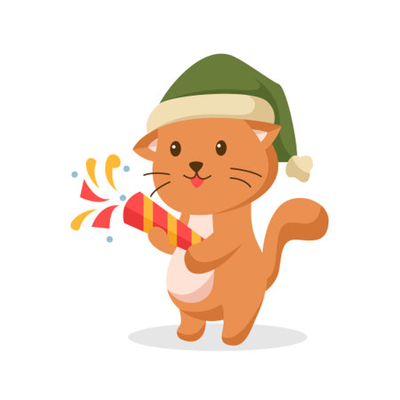 Cat Celebrate New Year Character Design Illustrationのイラスト素材