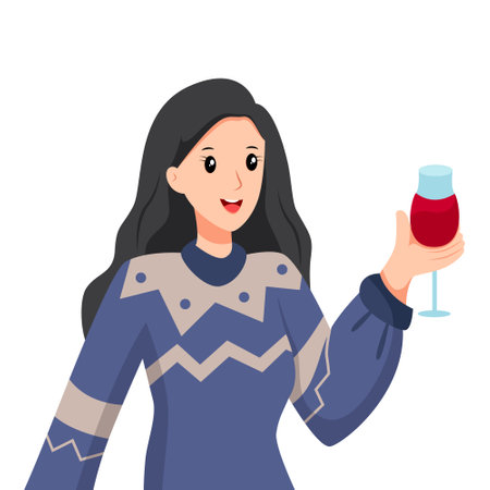 Pretty Girl Celebrate New Year Character Design Illustrationのイラスト素材