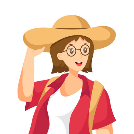 Travel Girl Character Design Illustrationのイラスト素材