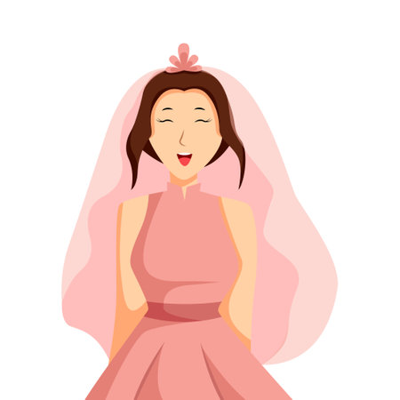 Happy Girl at Wedding Character Design Illustrationのイラスト素材