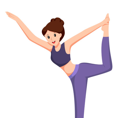 Woman in Yoga Pose Character Design Illustrationのイラスト素材