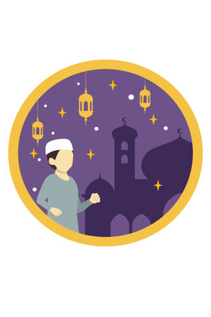 Ramadan Scene Flat Designのイラスト素材