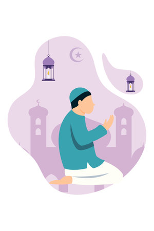 Ramadan Scene Flat Designのイラスト素材