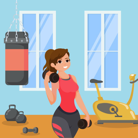 Workout Gym Flat Design Illustrationのイラスト素材