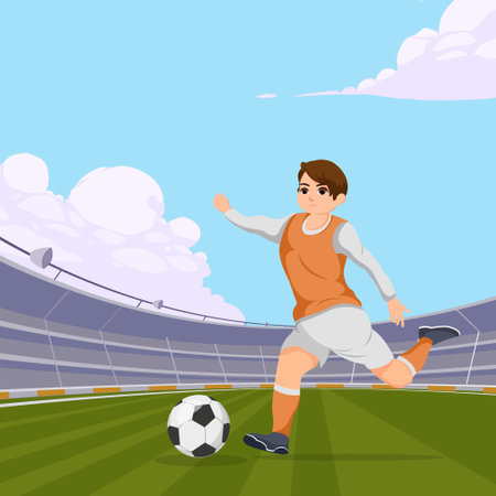 Football Player Flat Design Illustrationのイラスト素材