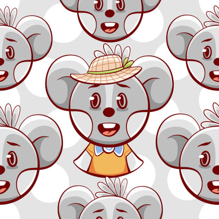 Vector pattern of cute mouse in cartoon style.のイラスト素材