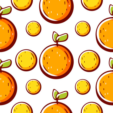 Vector pattern in cartoon style with citrus fruits.のイラスト素材