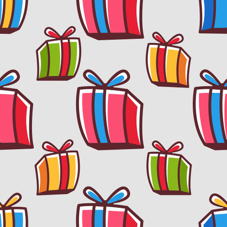 Vector pattern with gifts in cartoon style.のイラスト素材