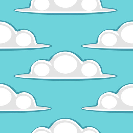 Vector pattern with clouds in doodle cartoon style.のイラスト素材